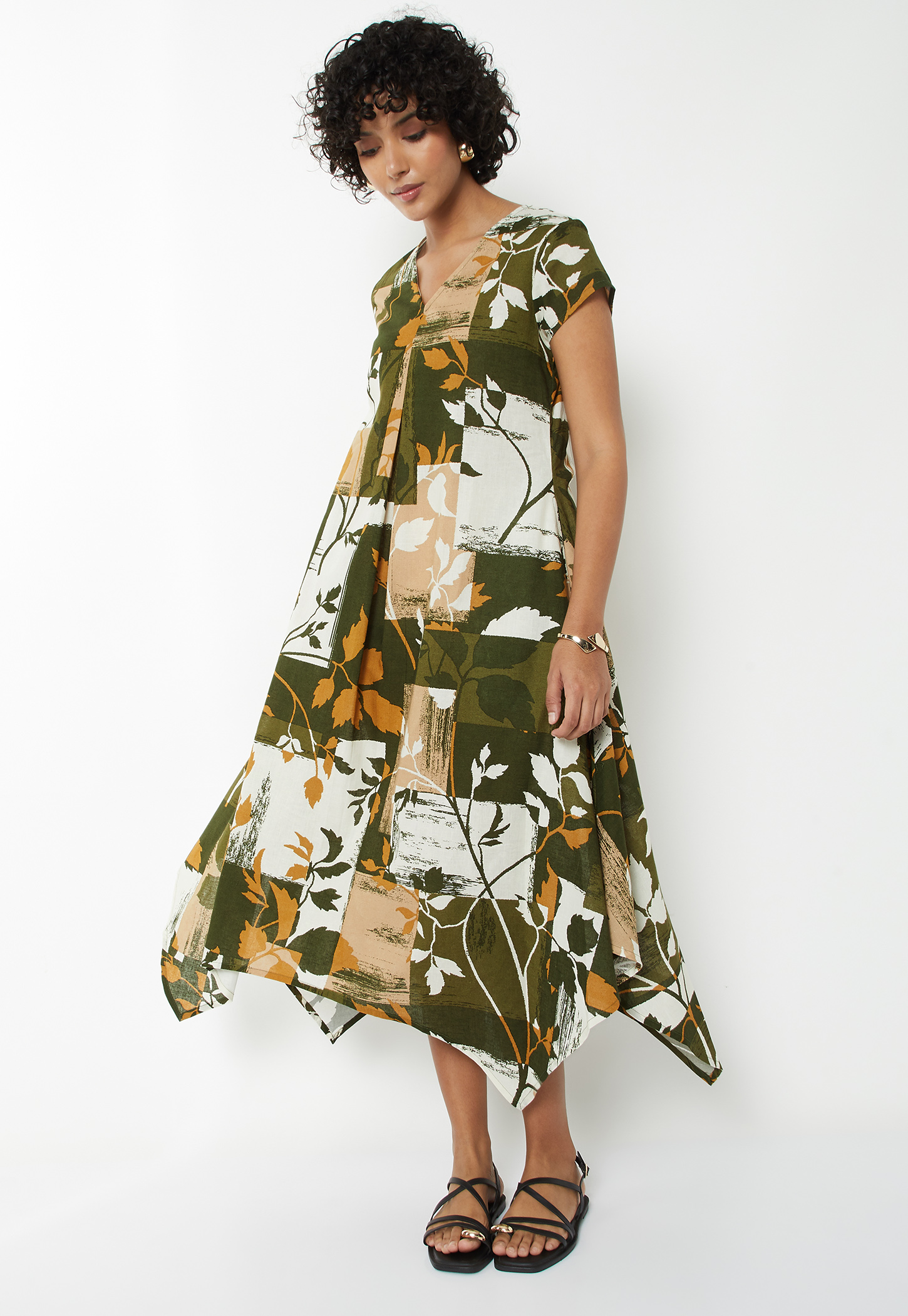 Women Floral Print Asymmetric Dress-picture-21
